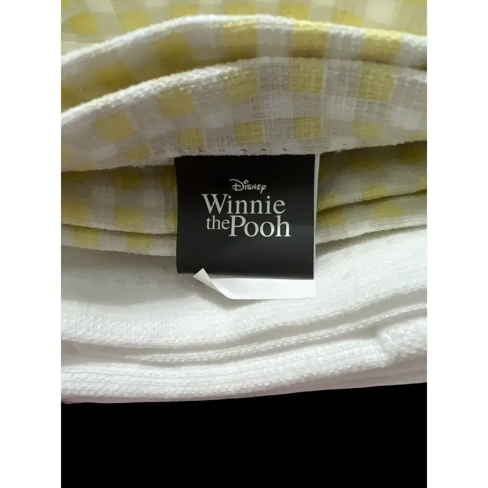 Disney Two Winnie-the-Pooh Kitchen Towels New 16X26 Cotton 2025 Yellow and White